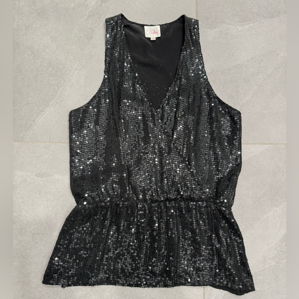 Parker black sequin sleeveless top